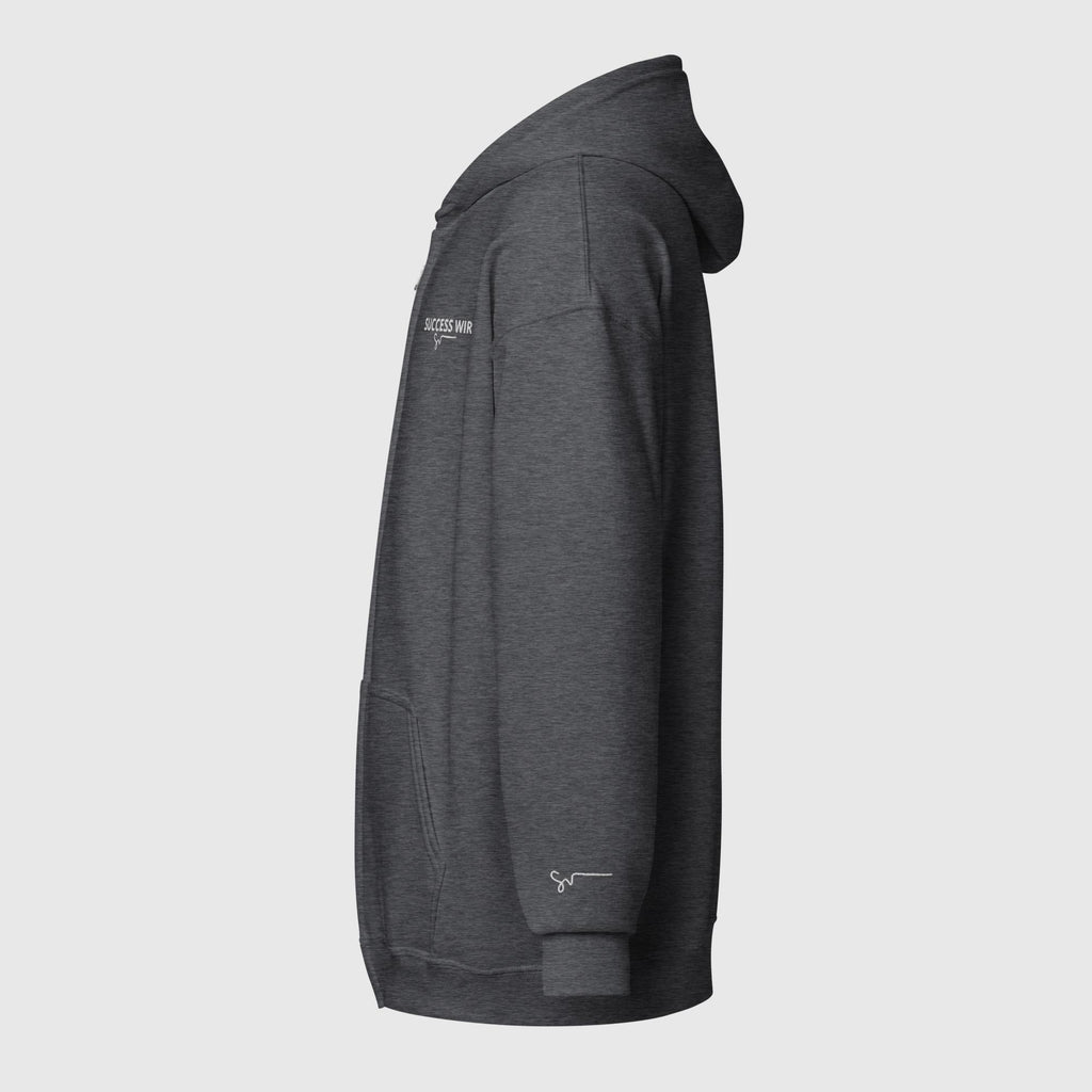 SUCCESS WIRE Heavy Blend Zip Hoodie for Women (Dark Heather)