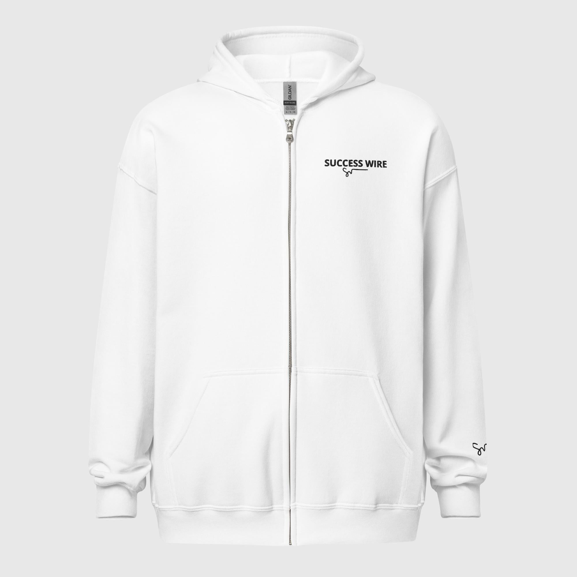 SUCCESS WIRE Heavy Blend Zip Hoodie for Women (White)