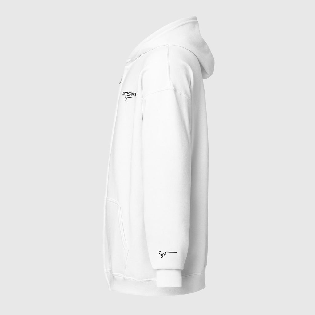 SUCCESS WIRE Heavy Blend Zip Hoodie for Women (White)