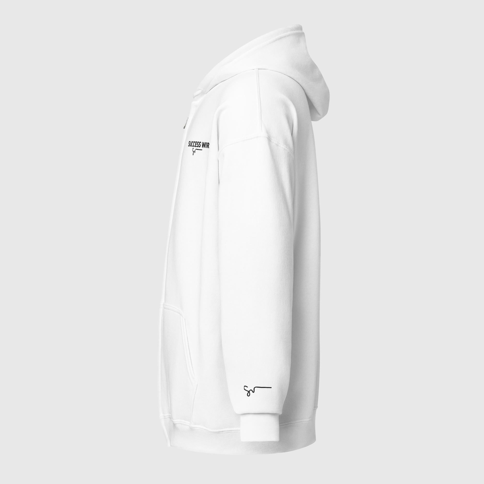 SUCCESS WIRE Heavy Blend Zip Hoodie for Women (White)