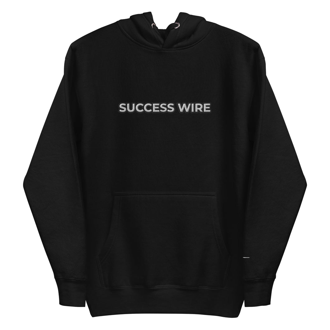 SUCCESS WIRE Embroidered Black/White Logo Hoodie for Women