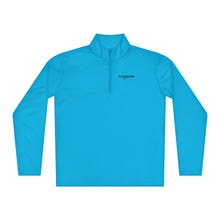 Load image into Gallery viewer, SUCCESS WIRE 'Atomic blue' quarter zip pullover with SUCCESS WIRE logo on a white background
