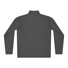 Load image into Gallery viewer, Back of SUCCESS WIRE Iron grey quarter zip pullover on a white background

