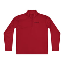 Load image into Gallery viewer, Red SUCCESS WIRE Red quarter zip pullover with SUCCESS WIRE logo on a white background
