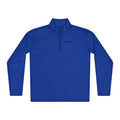 SUCCESS WIRE Royal Blue quarter zip pullover with SUCCESS WIRE logo on a white background