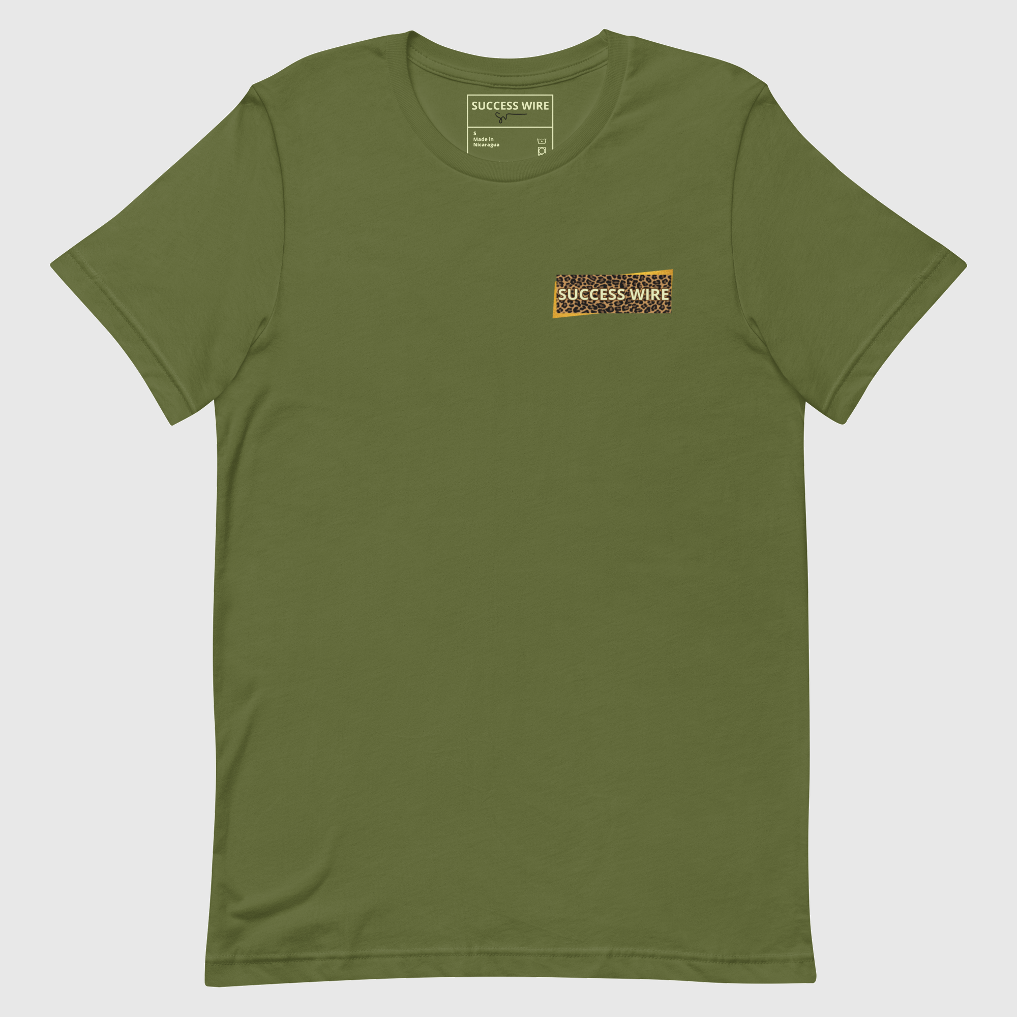 SUCCESS WIRE Unisex Olive/Leopard Signature T-Shirt for Men and for Women