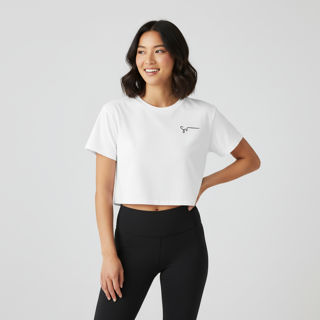 White Crop Top with Leggings
