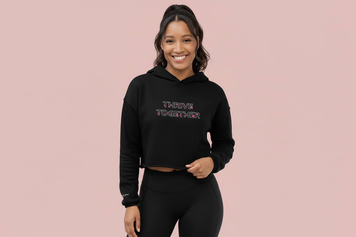 SUCCESS WIRE "Thrive Together" Crop Hoodie for Women - (3 Color Variants)