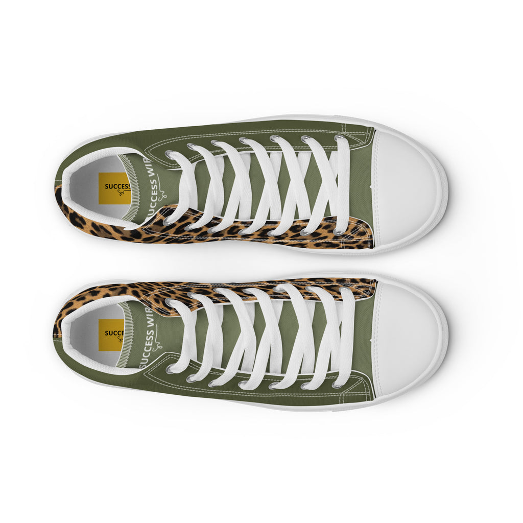 SUCCESS WIRE High Top Leopard Signature Canvas Shoes for Women - White Sole