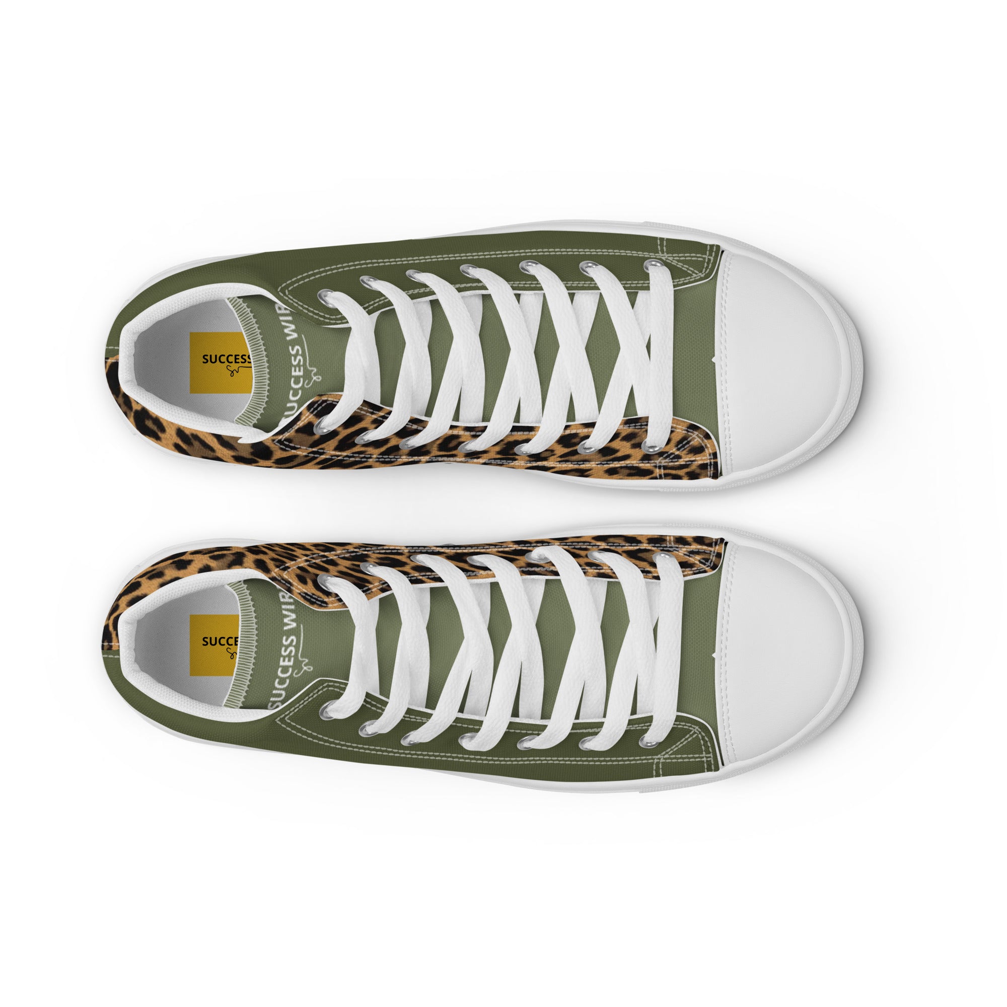 SUCCESS WIRE High Top Leopard Signature Canvas Shoes for Women - White Sole