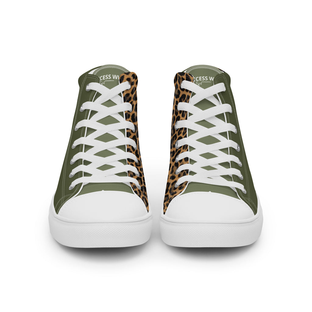 SUCCESS WIRE High Top Leopard Signature Canvas Shoes for Women - White Sole