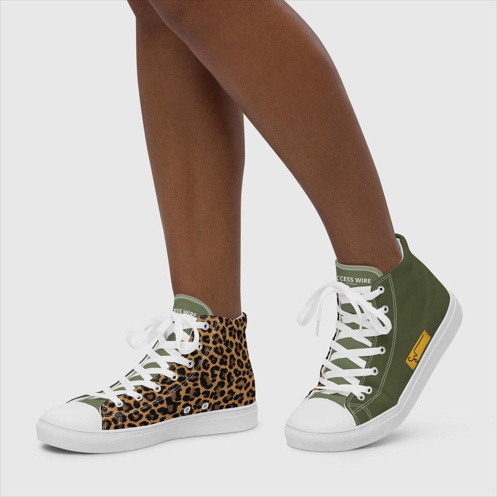 SUCCESS WIRE High Top Leopard Signature Canvas Shoes for Women - White Sole