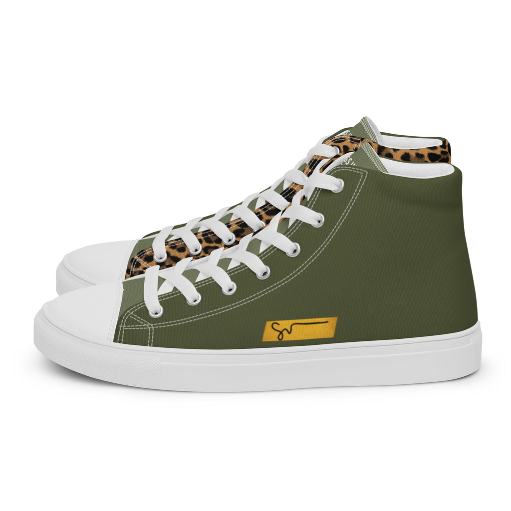 SUCCESS WIRE High Top Leopard Signature Canvas Shoes for Women - White Sole