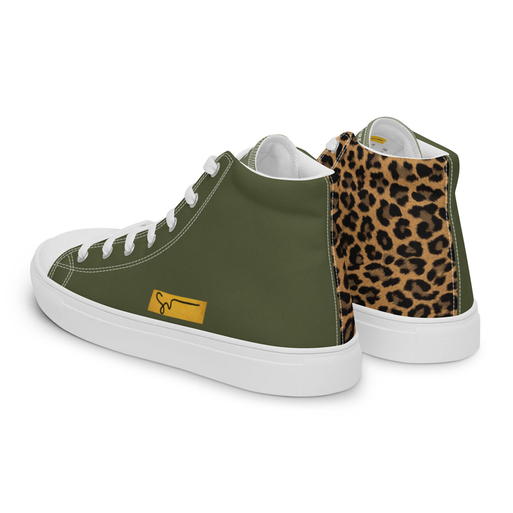 SUCCESS WIRE High Top Leopard Signature Canvas Shoes for Women - White Sole
