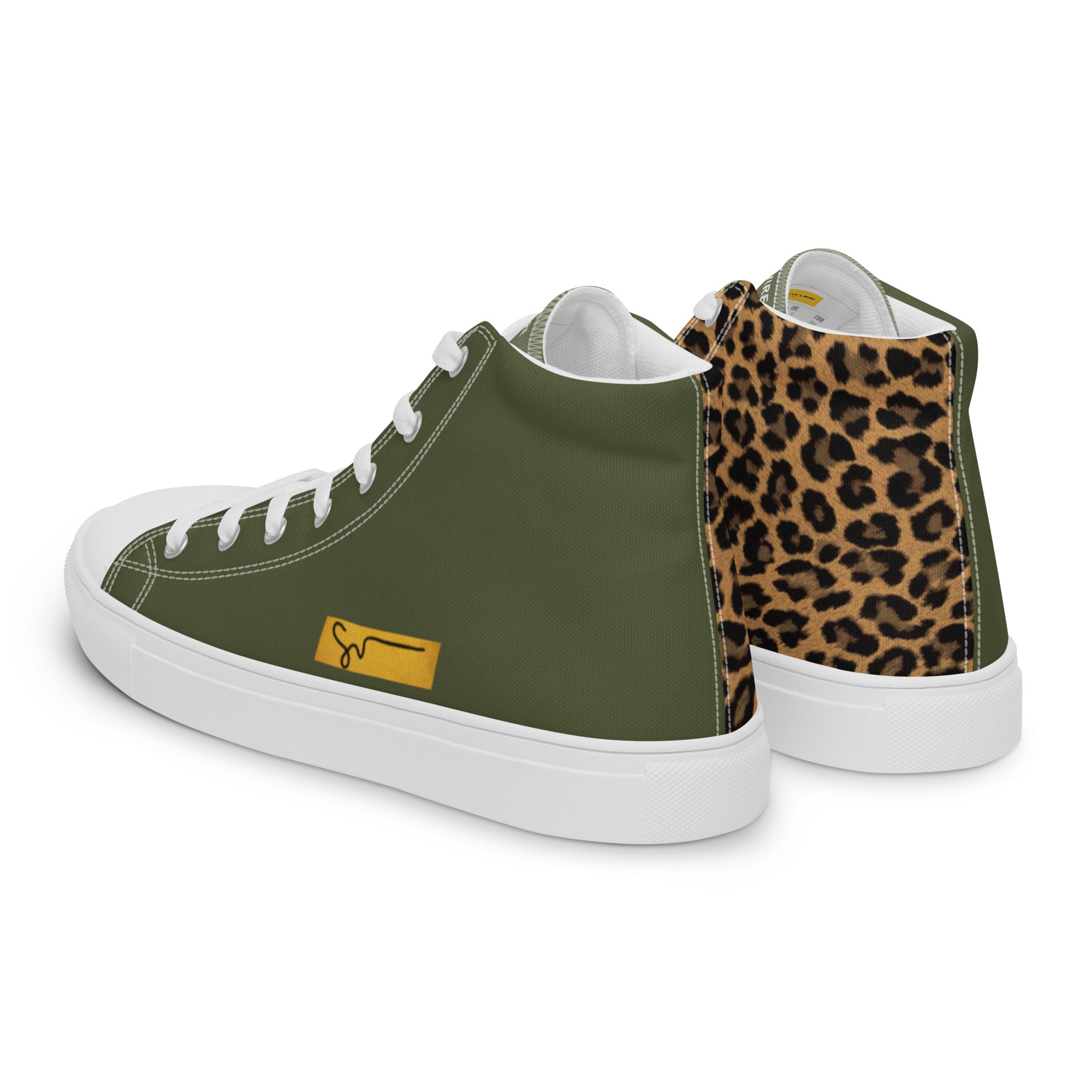 SUCCESS WIRE High Top Leopard Signature Canvas Shoes for Women - White Sole