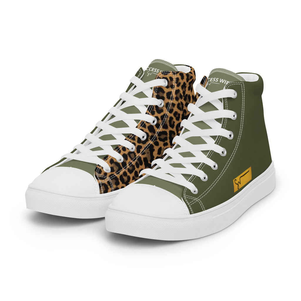 SUCCESS WIRE High Top Leopard Signature Canvas Shoes for Women - White Sole