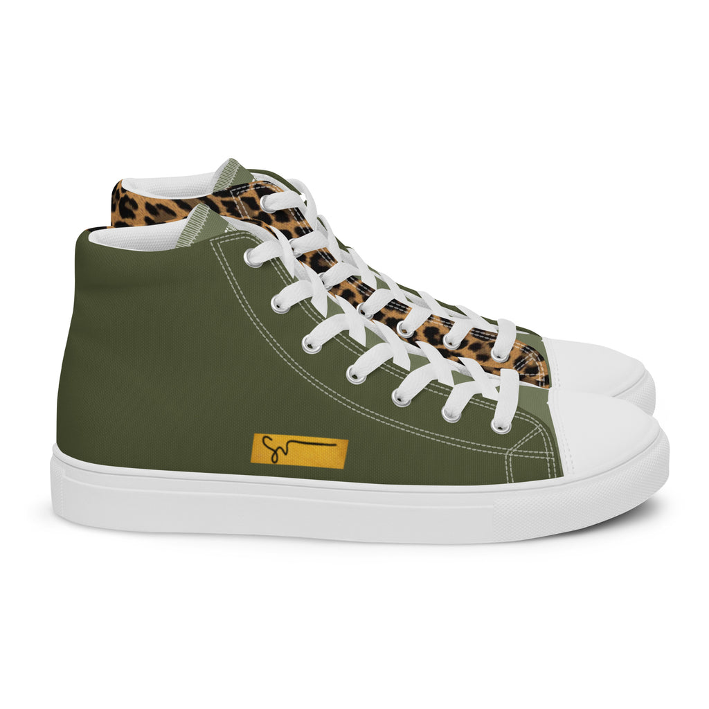 SUCCESS WIRE High Top Leopard Signature Canvas Shoes for Women - White Sole