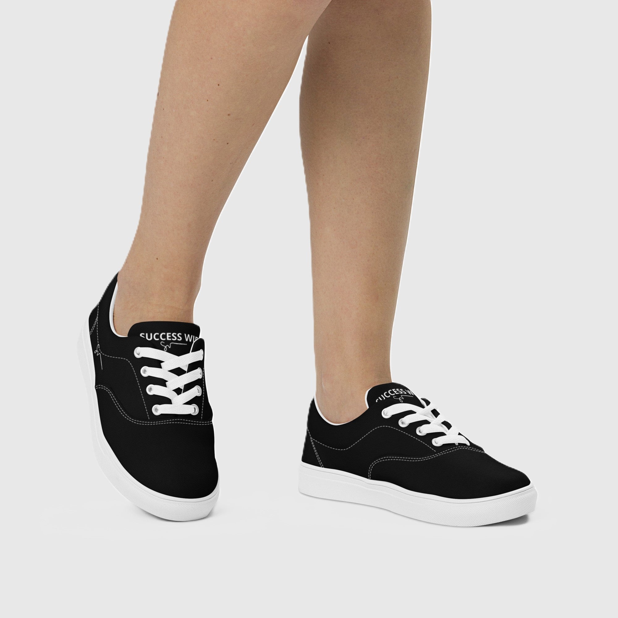 SUCCESS WIRE Classic Lace-up Canvas Shoes for Women - Black