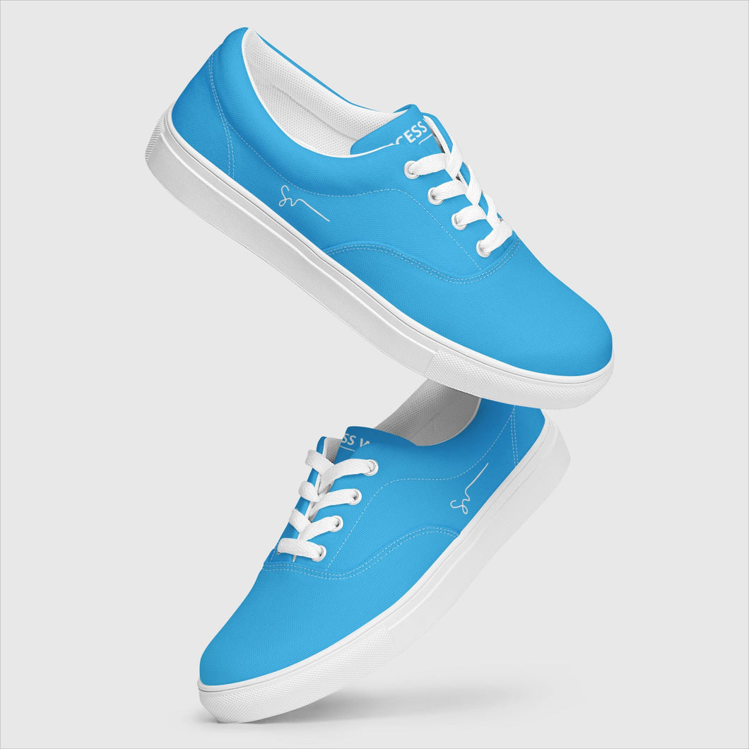 SUCCESS WIRE Classic Lace-up Canvas Shoes for Women - Deep Sky Blue