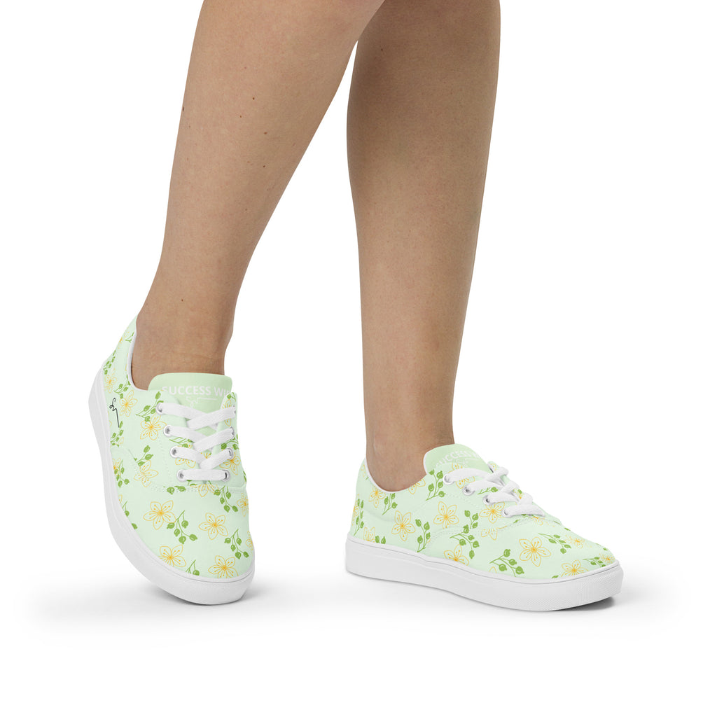 SUCCESS WIRE Blooming Dreams Lace-up Canvas Shoes for Women