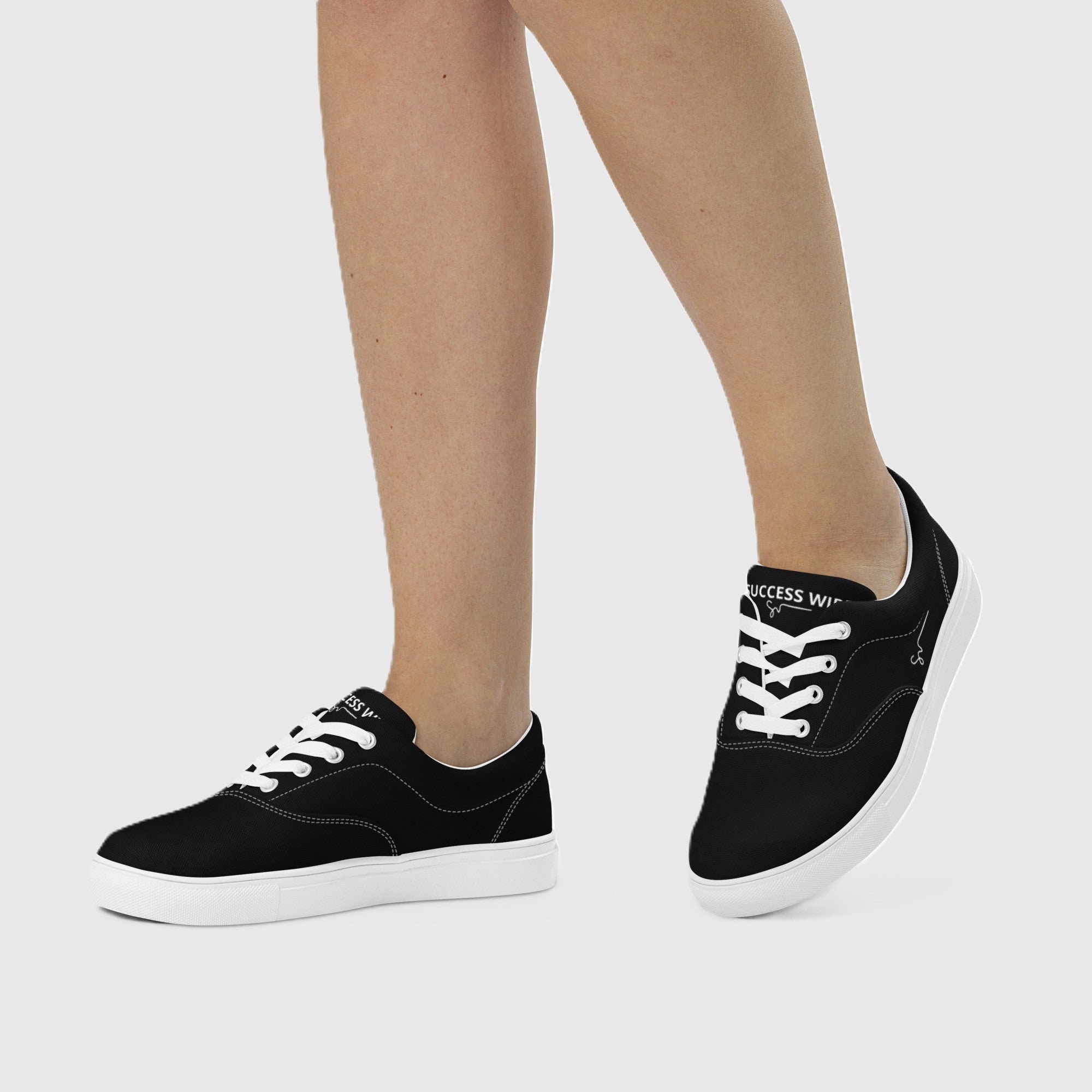 SUCCESS WIRE Classic Lace-up Canvas Shoes for Women - Black