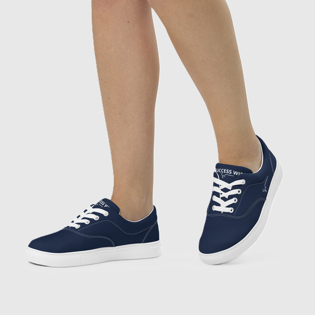 SUCCESS WIRE Classic Lace-up Canvas Shoes for Women - Navy
