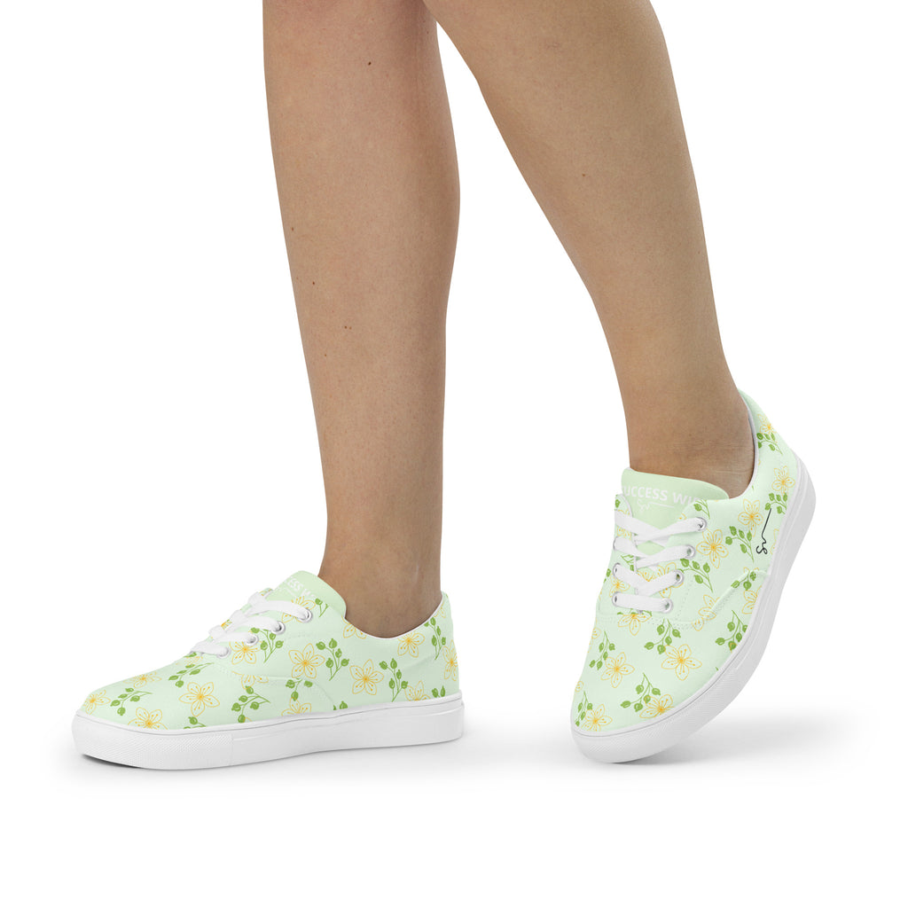 SUCCESS WIRE Blooming Dreams Lace-up Canvas Shoes for Women