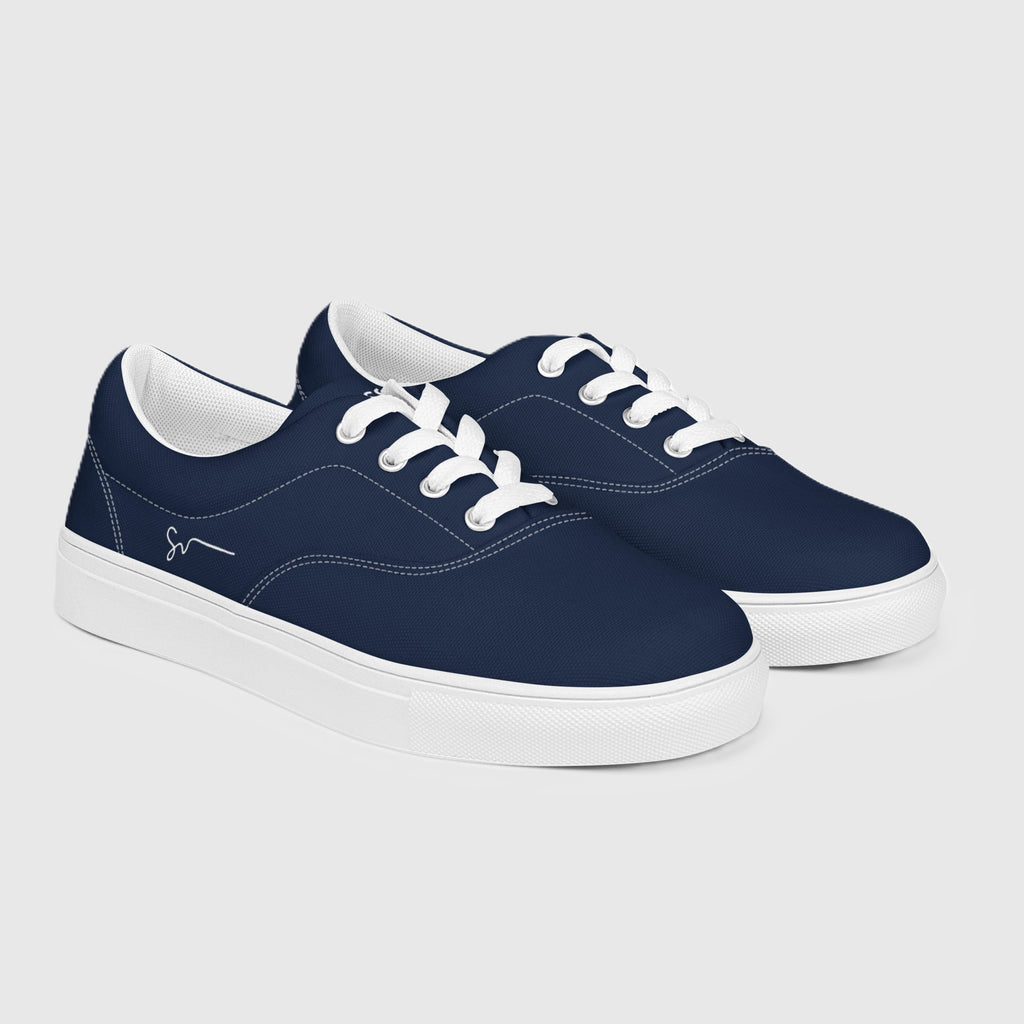 SUCCESS WIRE Classic Lace-up Canvas Shoes for Women - Navy