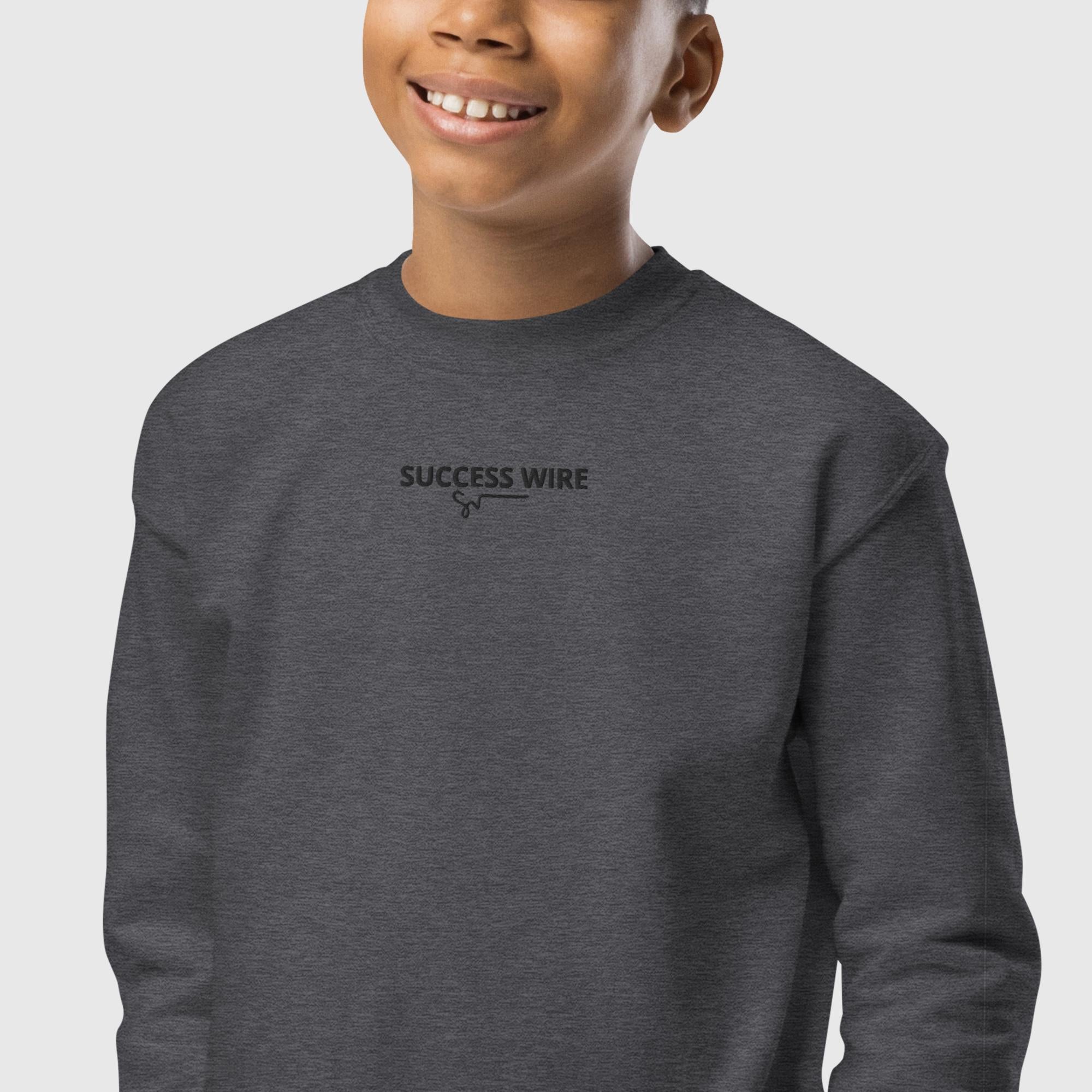 SUCCESS WIRE Unisex Embroidered Crewneck Sweatshirt for Big & Little Kids (XS-XL) (8 Color Variants)