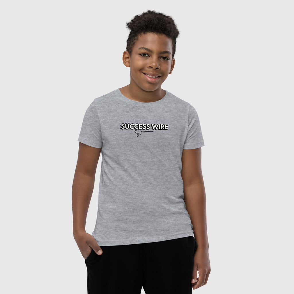 SUCCESS WIRE Unisex Black/White Logo Short Sleeve T-Shirt for Big Kids (S-XL) (8 Color Variants)