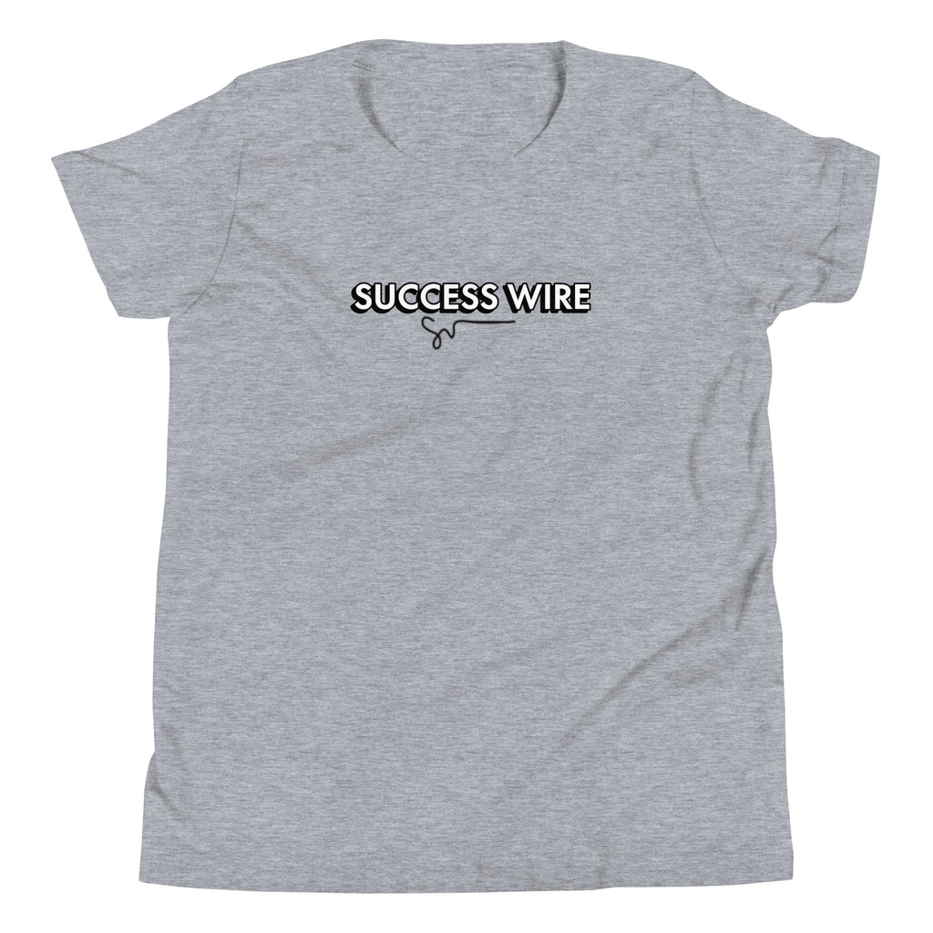 SUCCESS WIRE Unisex Black/White Logo Short Sleeve T-Shirt for Big Kids (S-XL) (8 Color Variants)