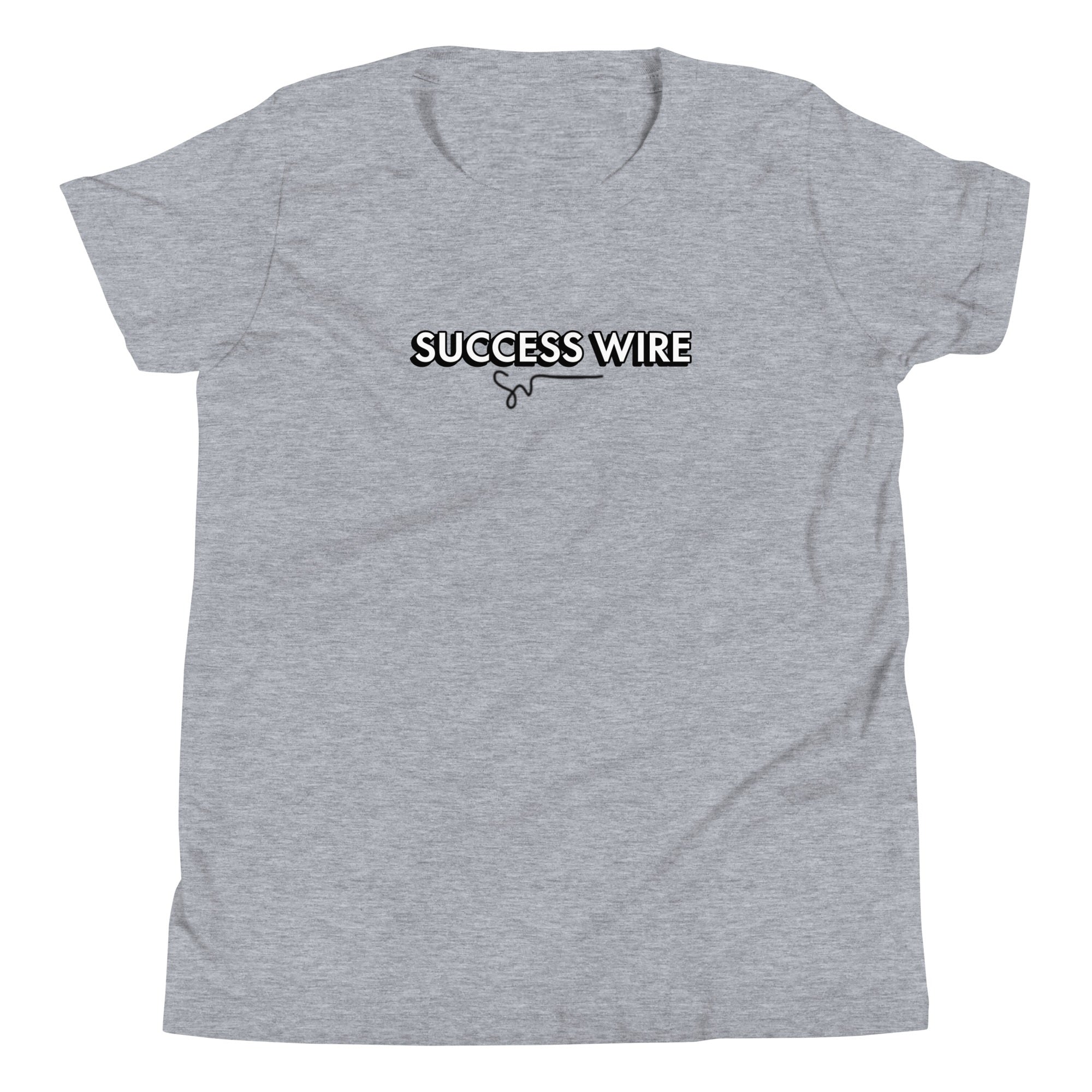 SUCCESS WIRE Unisex Black/White Logo Short Sleeve T-Shirt for Big Kids (S-XL) (8 Color Variants)