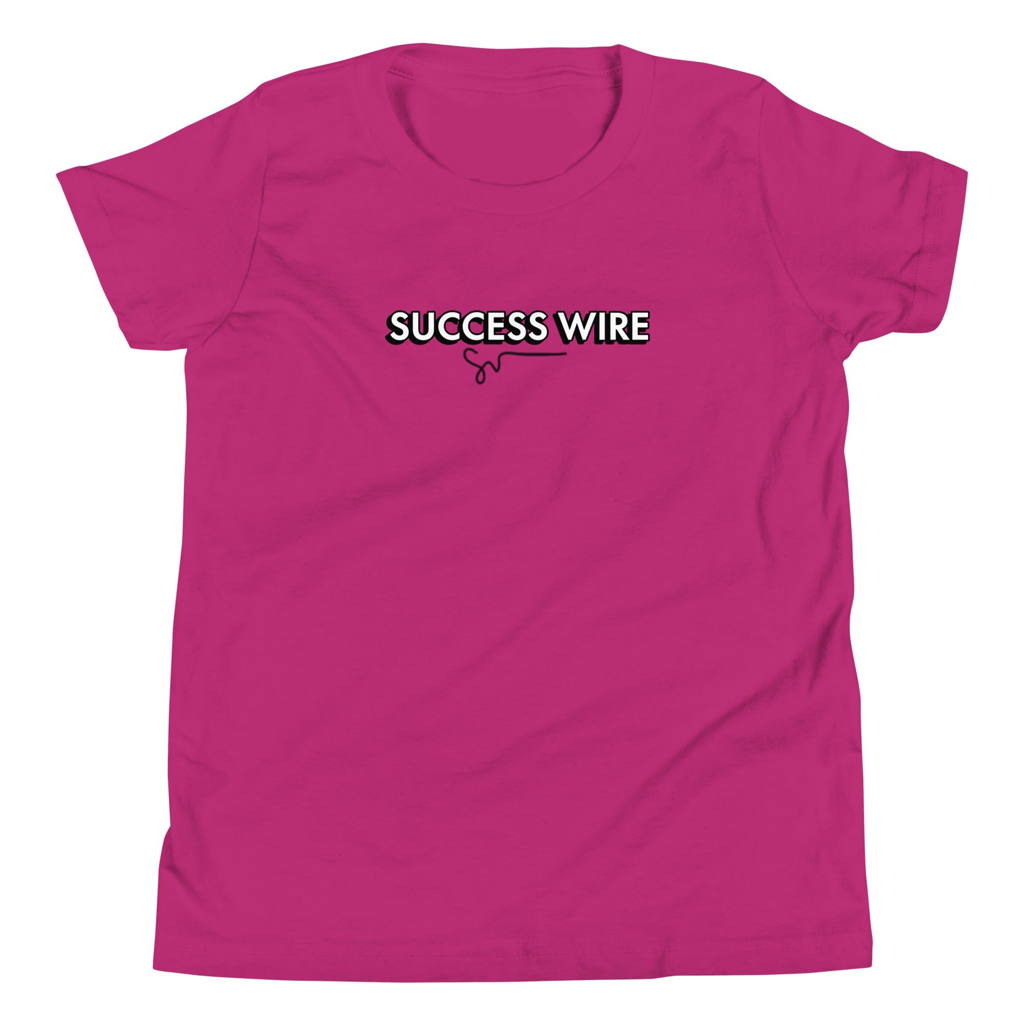 SUCCESS WIRE Unisex Black/White Logo Short Sleeve T-Shirt for Big Kids (S-XL) (8 Color Variants)