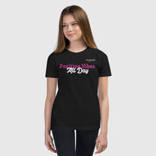 Load image into Gallery viewer, SUCCESS WIRE &quot;Positive Vibes All Day&quot; Short Sleeve T-Shirt for Big &amp; Little Girls (5 Color Variants) (S-XL)
