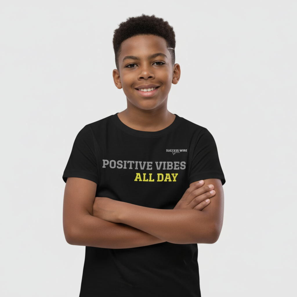 SUCCESS WIRE "POSITIVE VIBES ALL DAY" Short Sleeve T-Shirt for Big & Little Boys (S-XL)