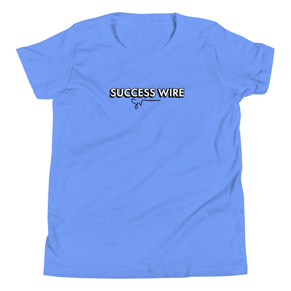SUCCESS WIRE Unisex Black/White Logo Short Sleeve T-Shirt for Big Kids (S-XL) (8 Color Variants)