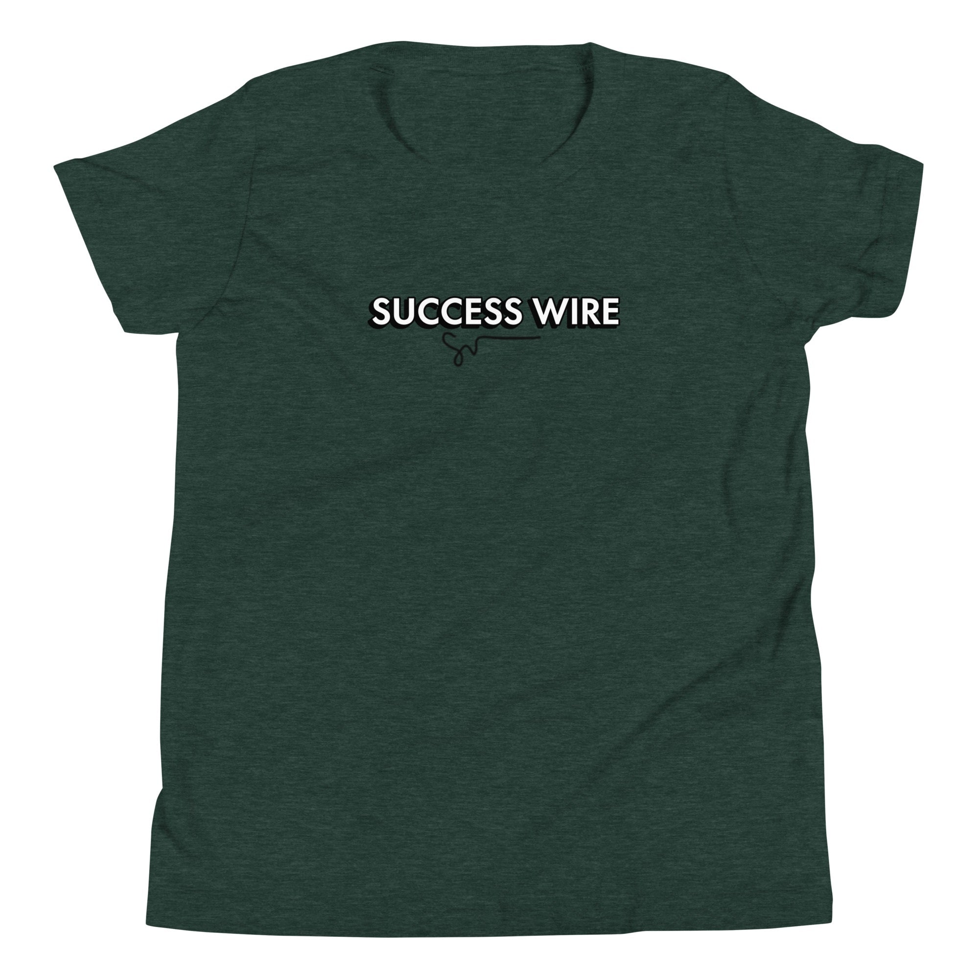 SUCCESS WIRE Unisex Black/White Logo Short Sleeve T-Shirt for Big Kids (S-XL) (8 Color Variants)