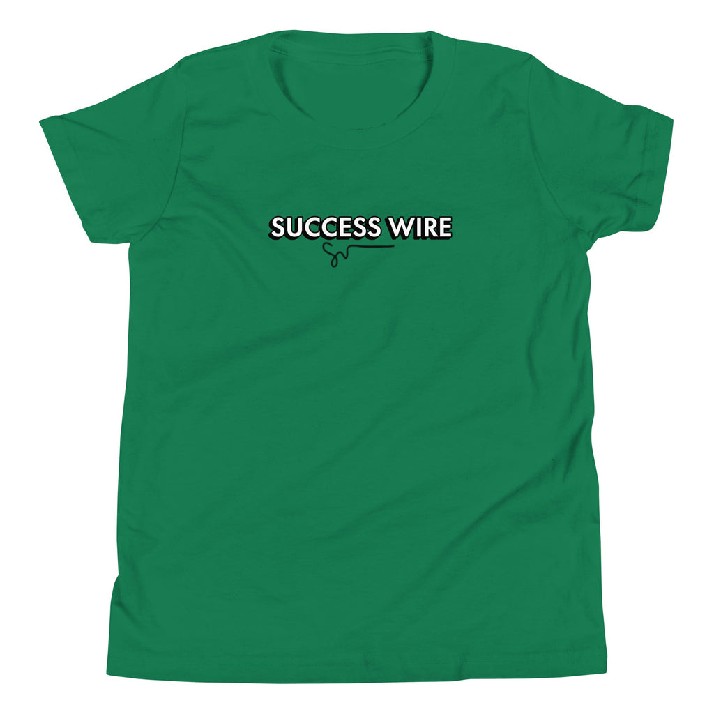 SUCCESS WIRE Unisex Black/White Logo Short Sleeve T-Shirt for Big Kids (S-XL) (8 Color Variants)