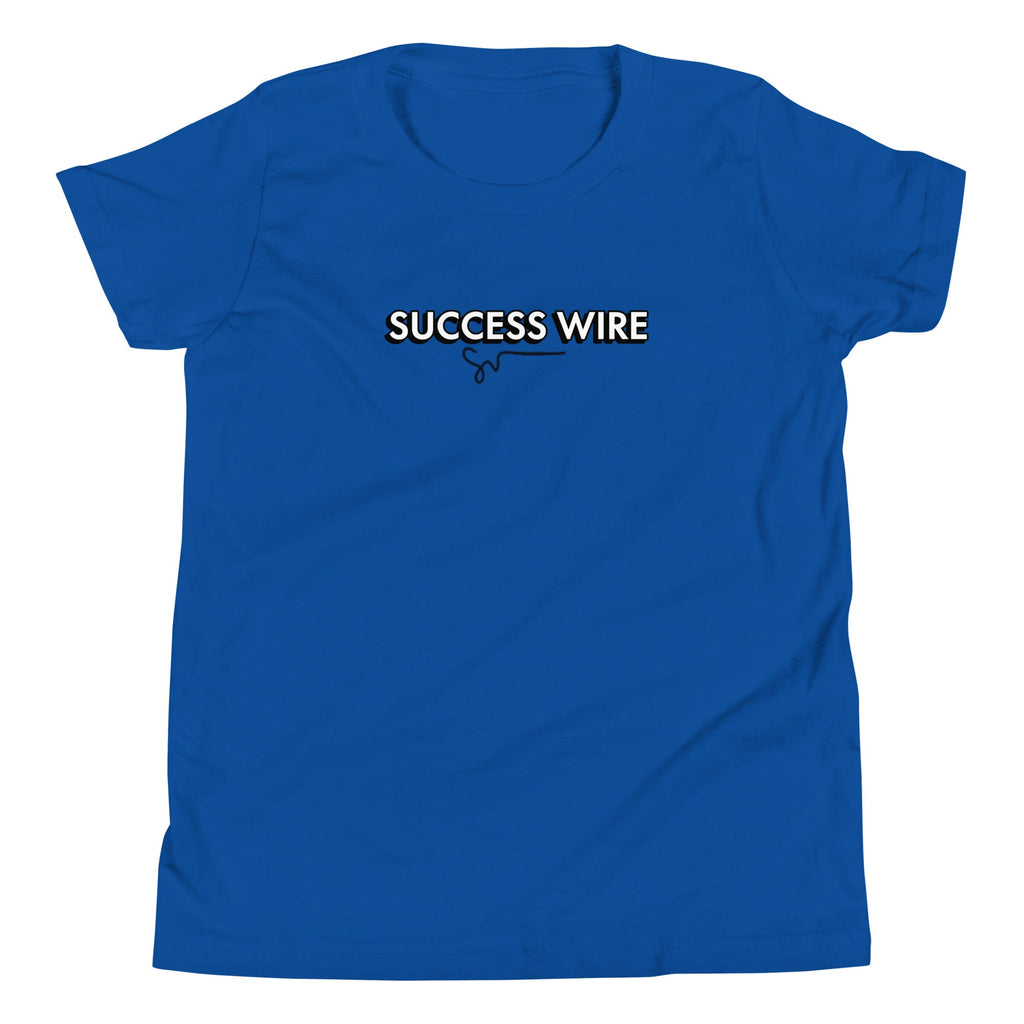 SUCCESS WIRE Unisex Black/White Logo Short Sleeve T-Shirt for Big Kids (S-XL) (8 Color Variants)