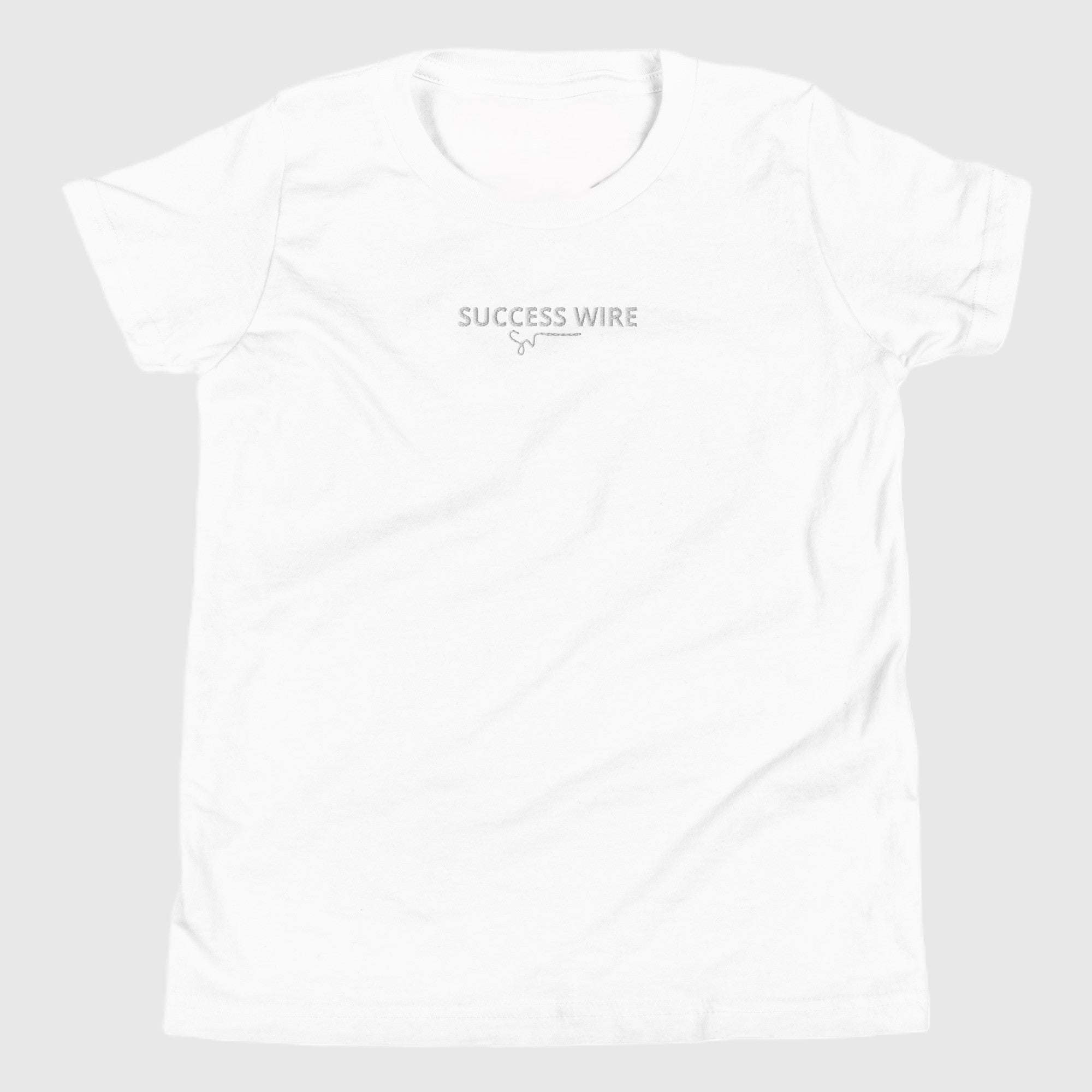 SUCCESS WIRE Unisex Embroidered Logo T-Shirt for Big & Little Kids (S-XL) (15 Color Variants)