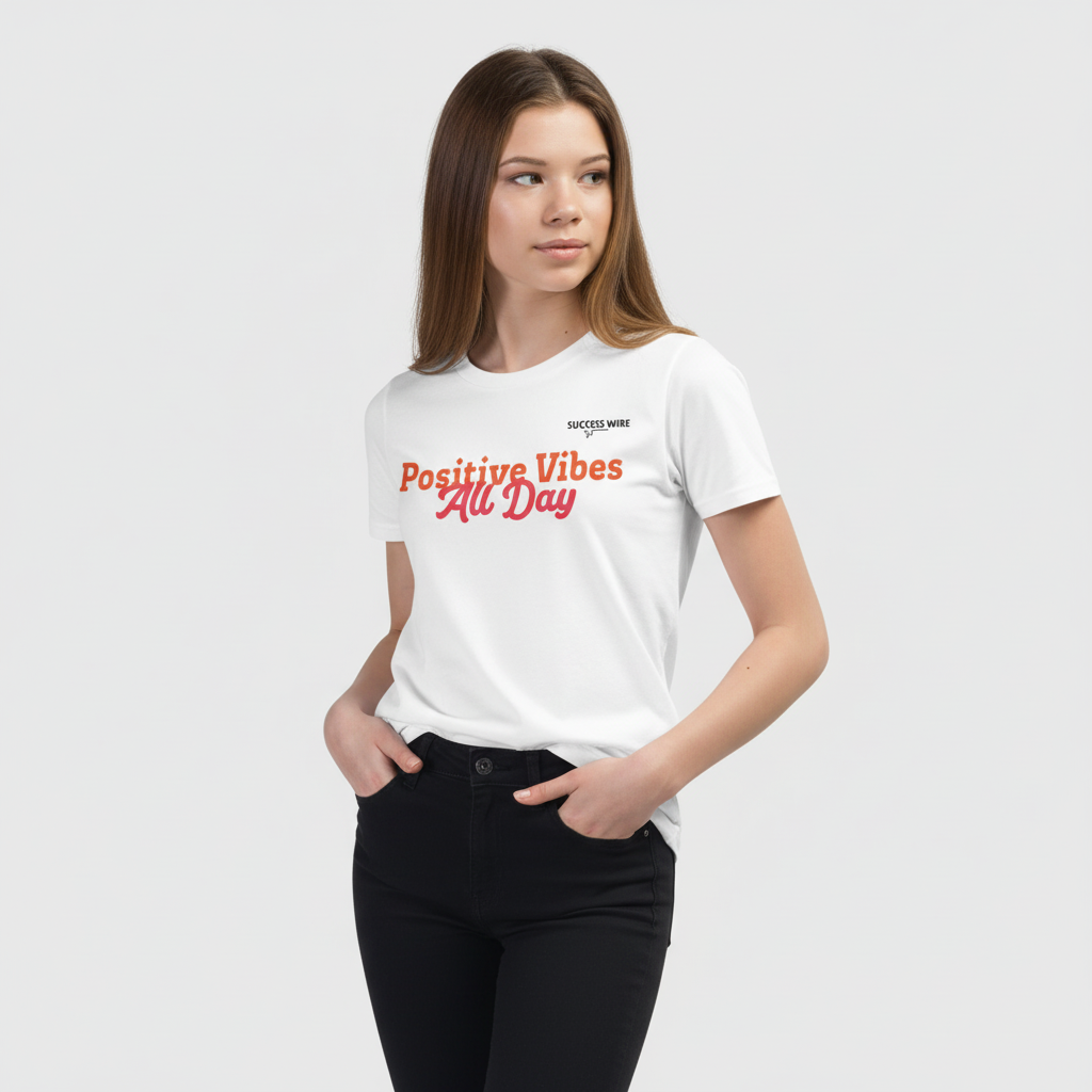 SUCCESS WIRE "Positive Vibes All Day" Short Sleeve T-Shirt for Big & Little Girls (2 Color Variants) (S-XL)
