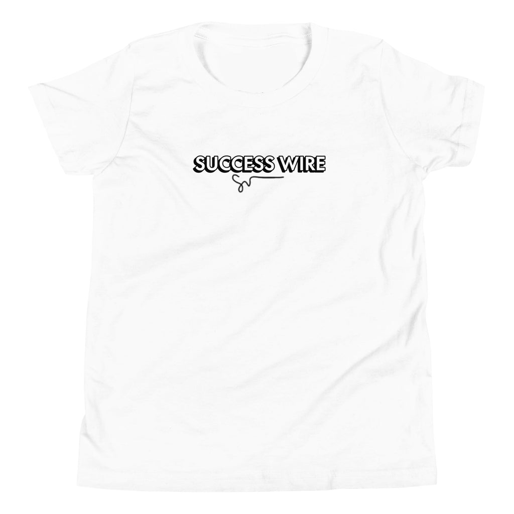 SUCCESS WIRE Unisex Black/White Logo Short Sleeve T-Shirt for Big Kids (S-XL) (8 Color Variants)