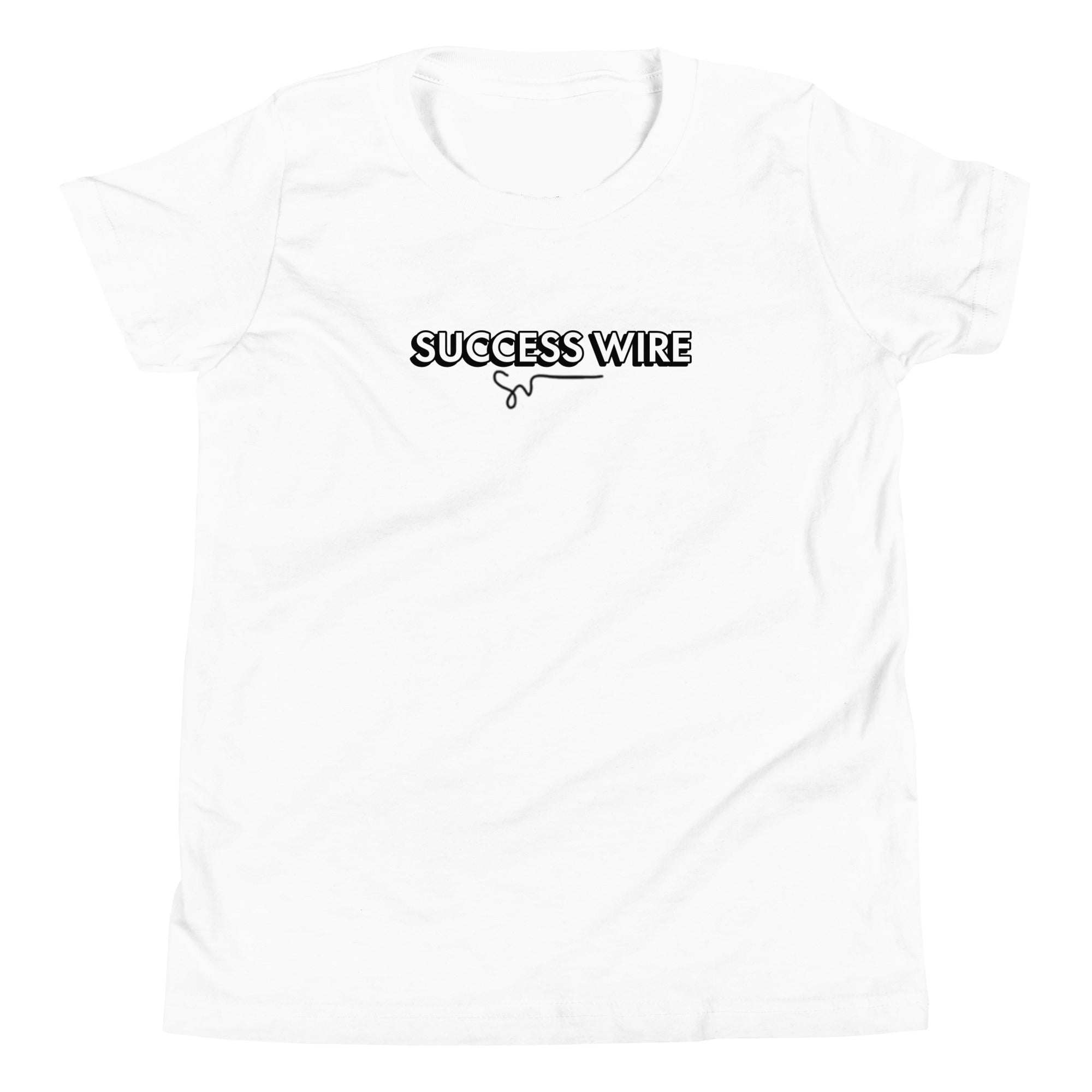 SUCCESS WIRE Unisex Black/White Logo Short Sleeve T-Shirt for Big Kids (S-XL) (8 Color Variants)